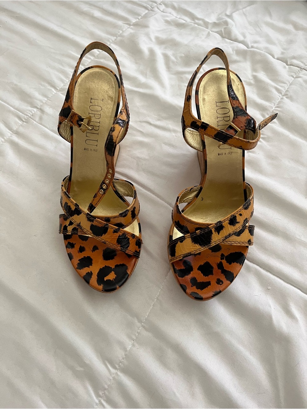 Loriblu Leopard Print Slingback Sandals in Brown